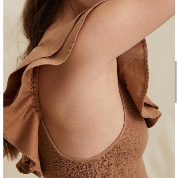 Women's Tan Ruffle Top - Picture 8 of 11